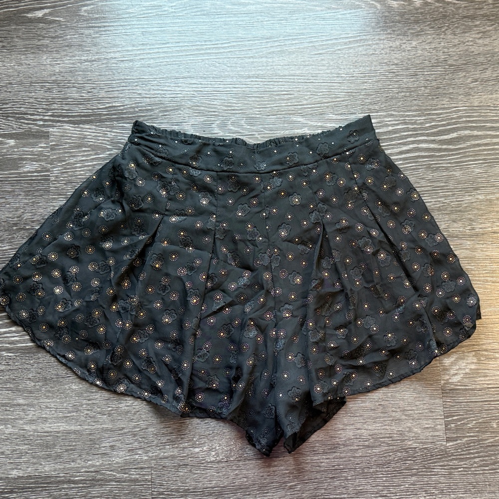 Skort Print  Lucy in the Sky Black & Gold Metallic Sun- Size M